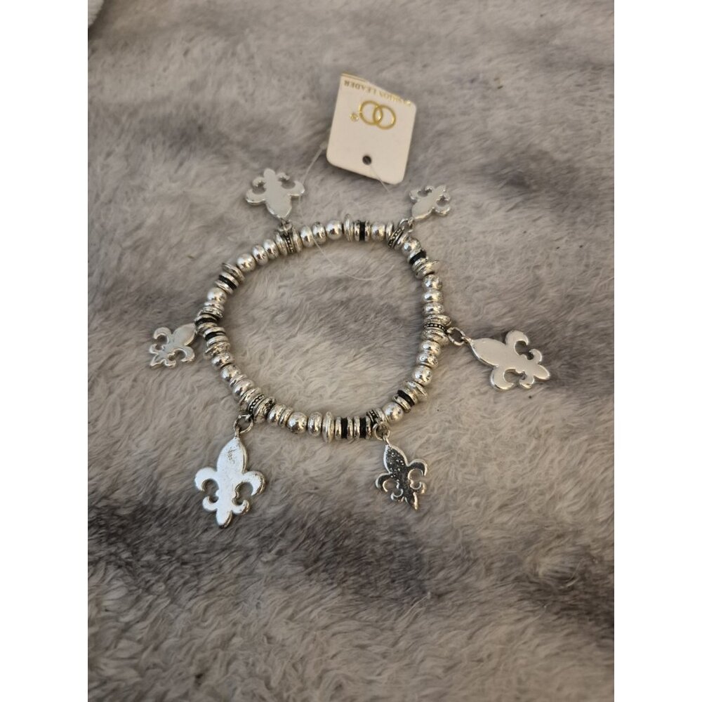 Silver Fluer De Lis Bracelet